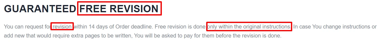 WiseEssays revision policy